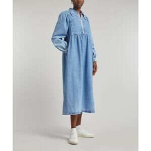 Aligne Gabriella Women's Long Sleeve Midi Denim Dress, Sz UK18 US14, Light Wash